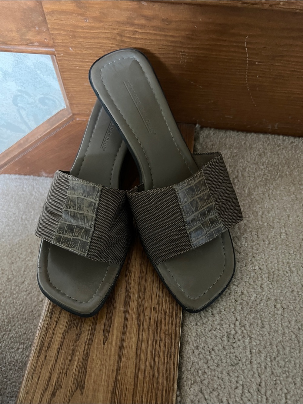 Montego Bay Club Taupe Slide Sandals with Croc Accent